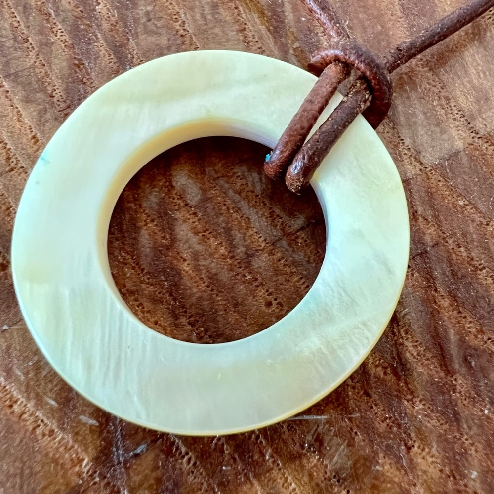 American Eagle Mother of Pearl and Leather Necklace